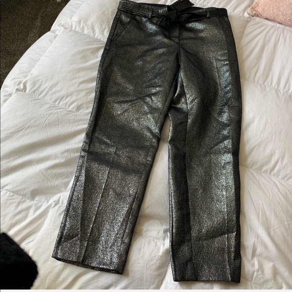 Loft | Metallic Belted Trouser Pants Size 4 - Picture 5 of 7